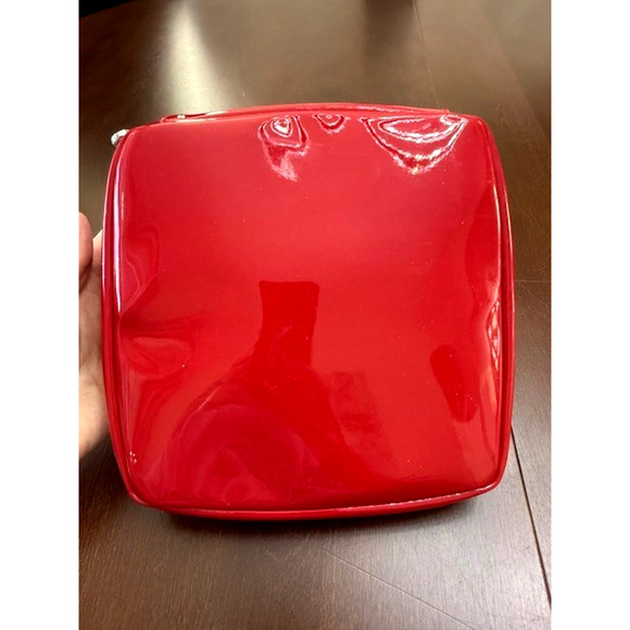 Christian Dior CD Logo Makeup Beaute Bag Clutch Pouch Red Black Patent Leather - Picture 7 of 7